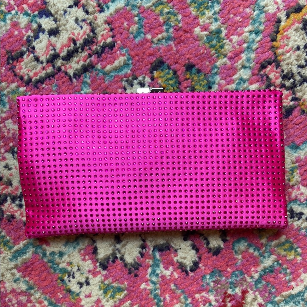 Olga Berg Pink Studded Clutch